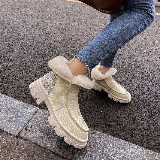 Women Winter Shoes Genuine Leather Snow Boots