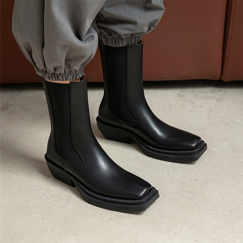 厚底ヒール レディースブーツ 冬 ハンドメイド