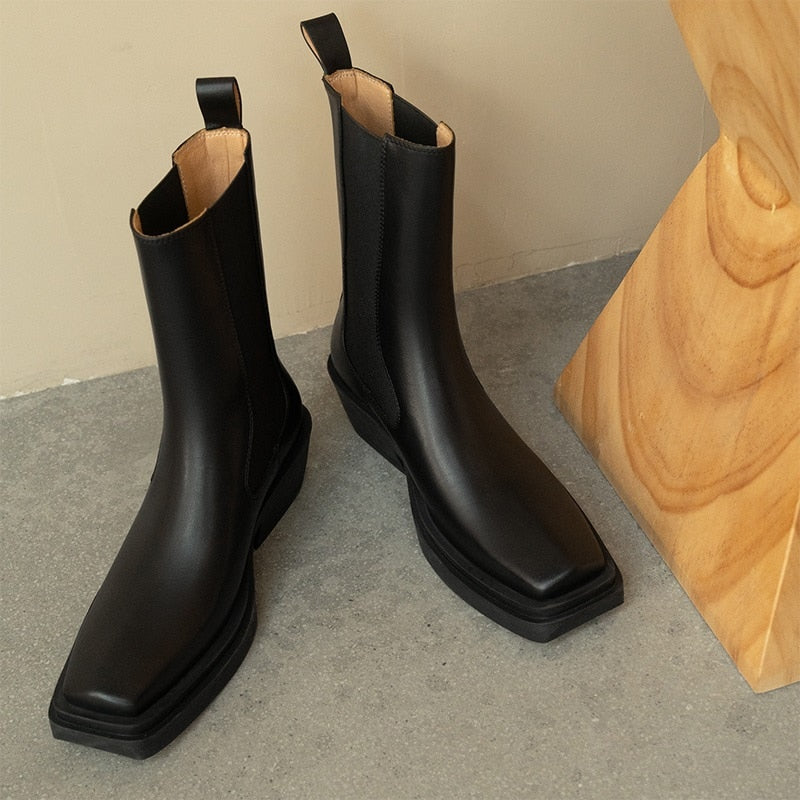 厚底ヒール レディースブーツ 冬 ハンドメイド