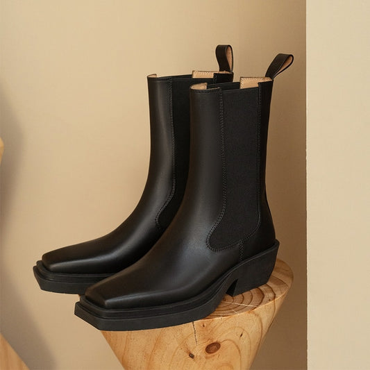 厚底ヒール レディースブーツ 冬 ハンドメイド