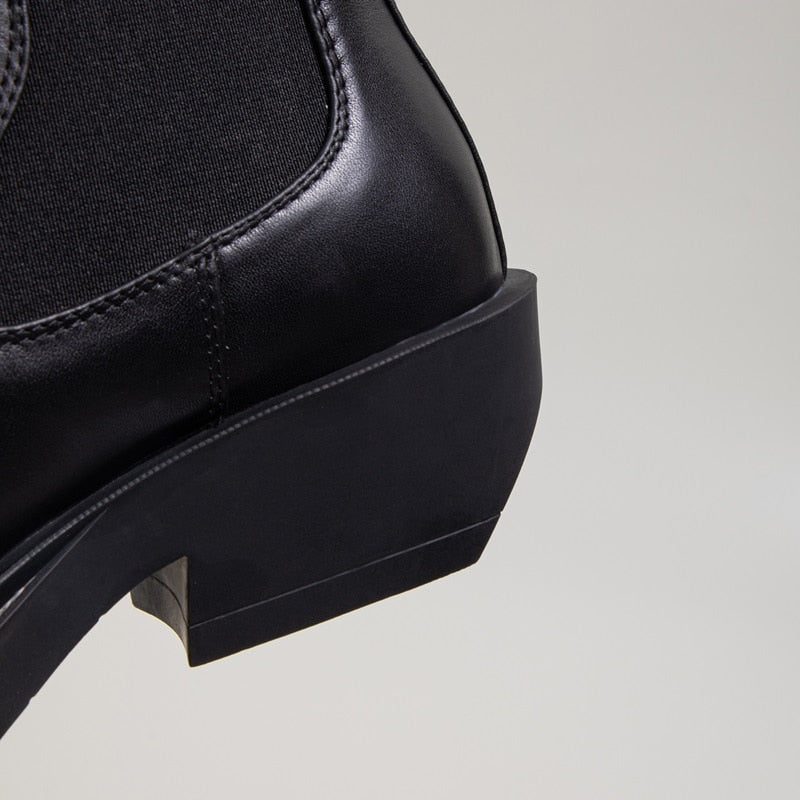 厚底ヒール レディースブーツ 冬 ハンドメイド