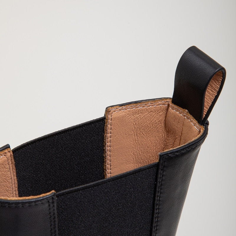 厚底ヒール レディースブーツ 冬 ハンドメイド