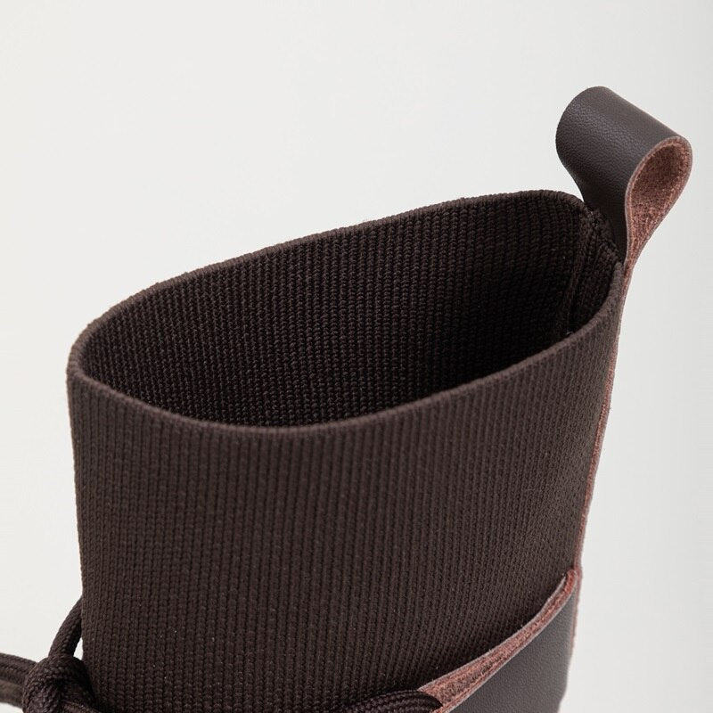 レースアップ アンクルブーツ プラットフォーム スクエアヒール 女性