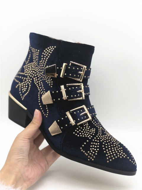 Ankle Boots Rivet Flower Susanna Studded Cowboy Boots