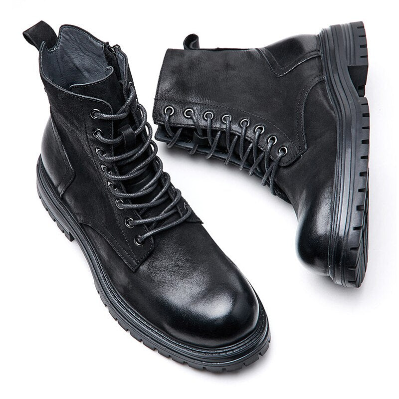 Trendy Men  High End Mid-calf Leather Boots