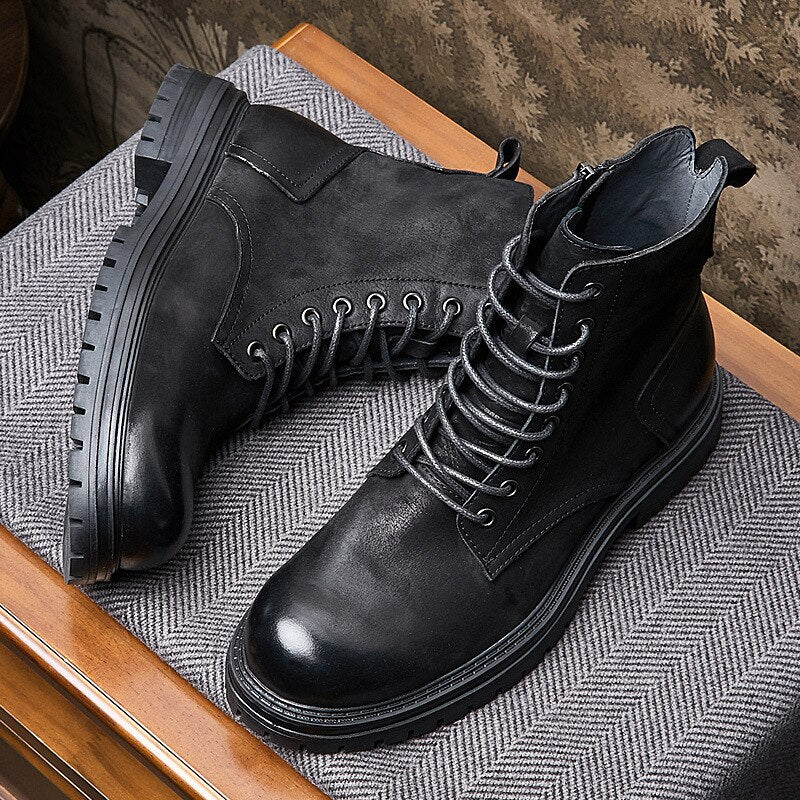 Trendy Men  High End Mid-calf Leather Boots