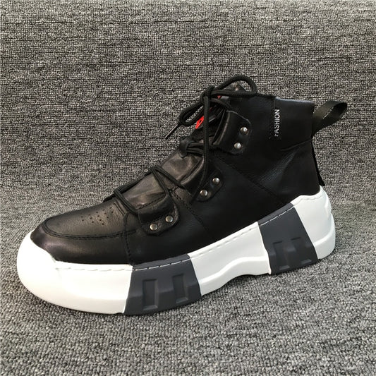 Mens High-Top Outside Rubber Sole Waterproof Sneakers
