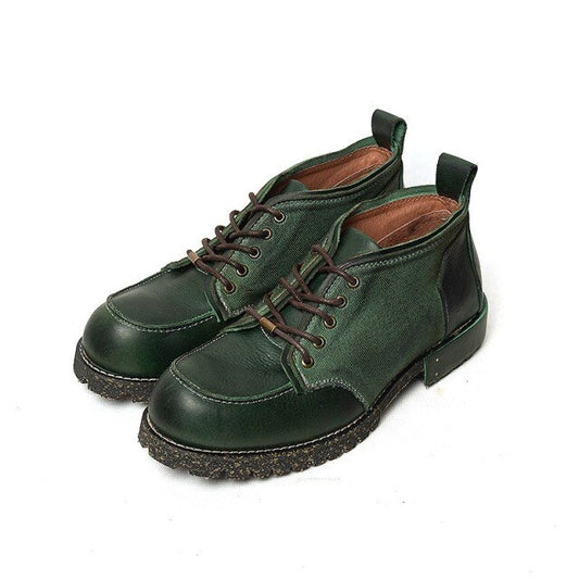 レースアップ ハイトップ バイカーブーツ 男性用