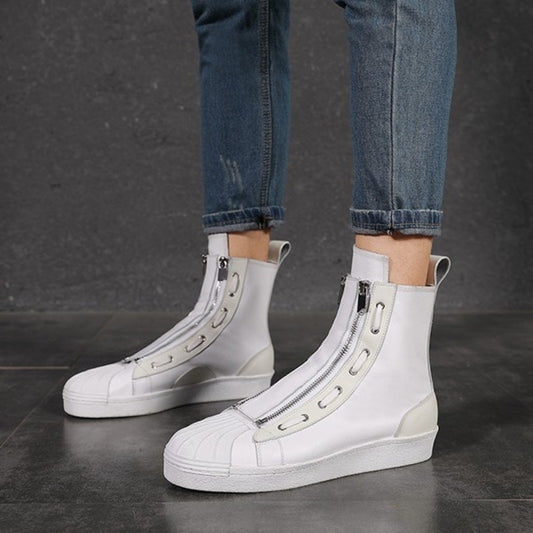 レディース カジュアル 本革 牛革 ホワイト ブーツ