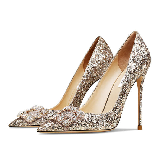 Rhinestone Pointed Toe Crystal Pumps