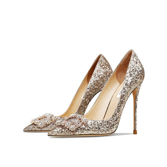 Rhinestone Pointed Toe Crystal Pumps