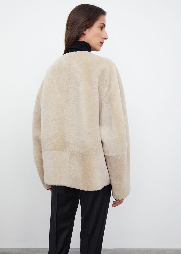 Round Neck Lamb Integrated Metal Buckle Short Coat