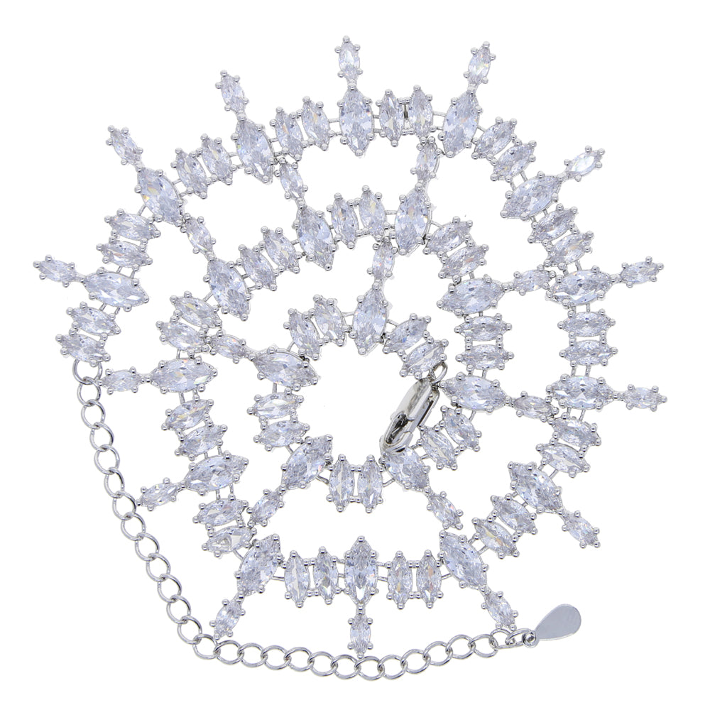 Oval Shape Cubic Zirconia Multi Layers Jewelry