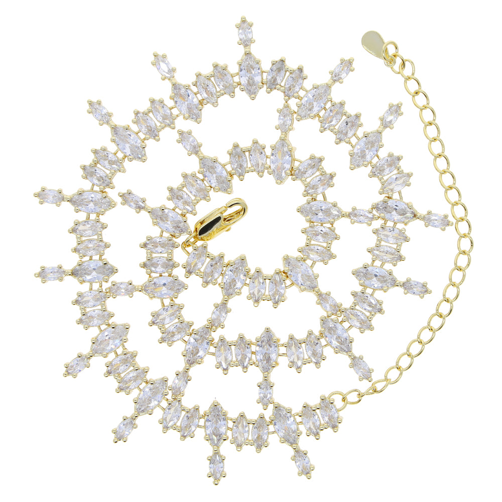 Oval Shape Cubic Zirconia Multi Layers Jewelry