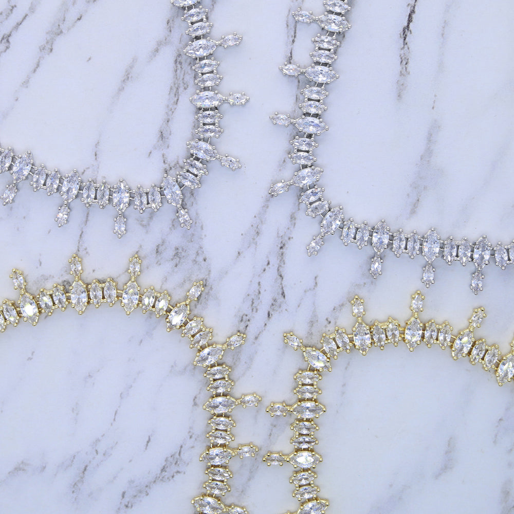 Oval Shape Cubic Zirconia Multi Layers Jewelry