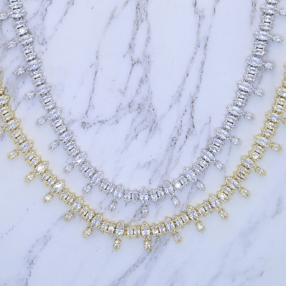 Oval Shape Cubic Zirconia Multi Layers Jewelry