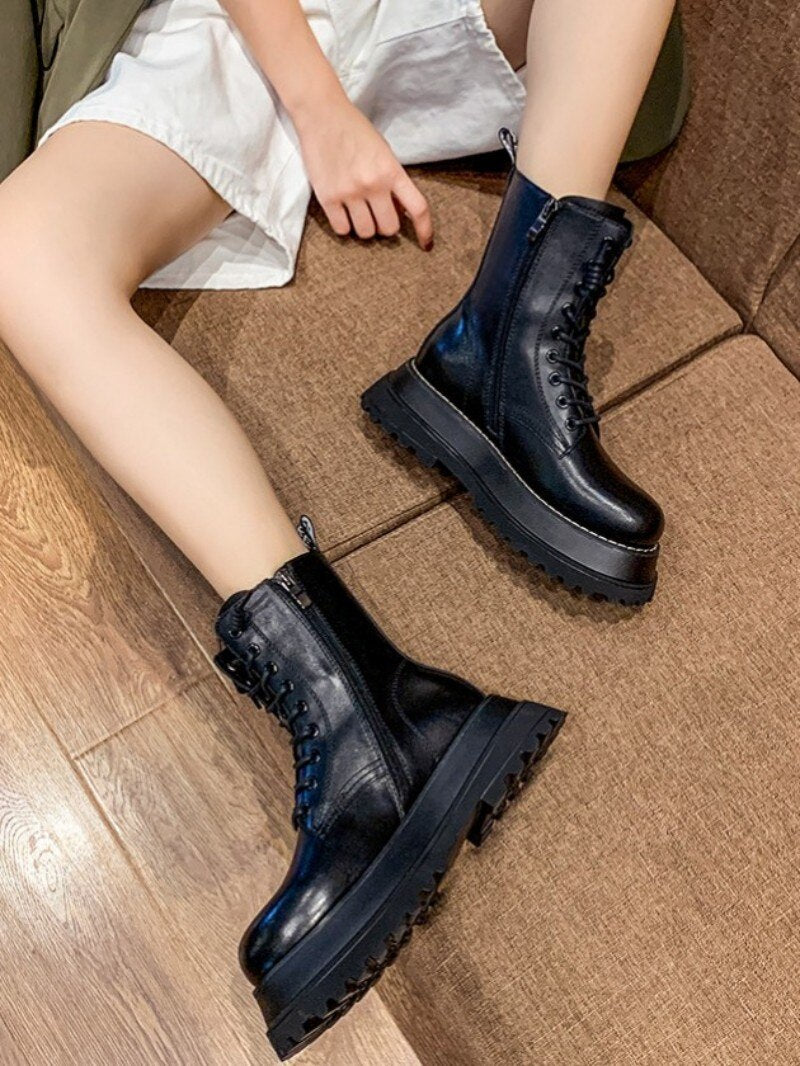 British Style Platform Thick Heel Chelsea Boots Women