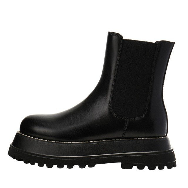 British Style Platform Thick Heel Chelsea Boots Women