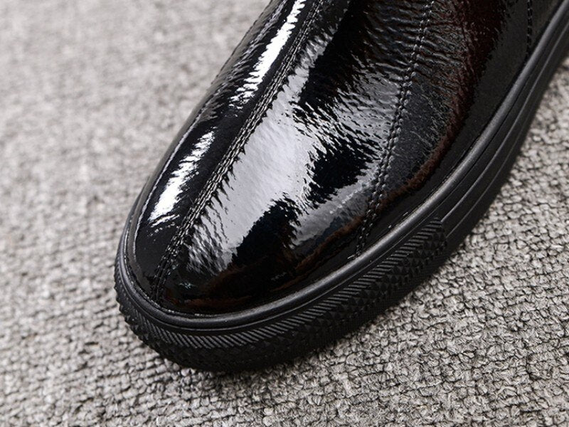 冬用レディースパテントレザーフリース裏地スノーブーツ