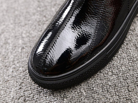 冬用レディースパテントレザーフリース裏地スノーブーツ