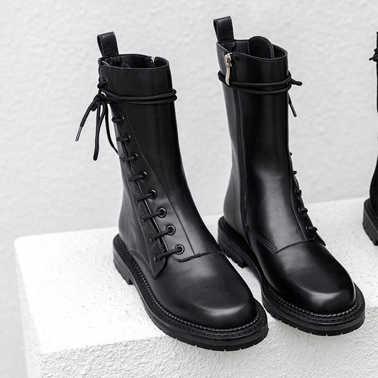 女性用プラットフォーム ブリティッシュスタイル ナイト アンクルブーツ