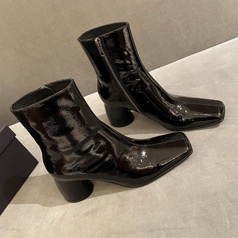 New Office Ladies Elegant Black Short Boots