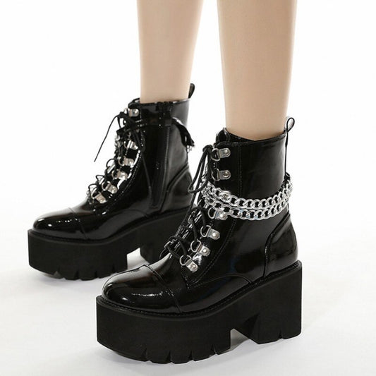 プラスサイズ 35-43 レディース ハイトップシューズ パンクスタイル