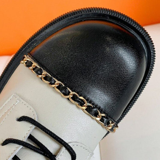 女性用ストリートミックスカラーフラットナイトブーツ