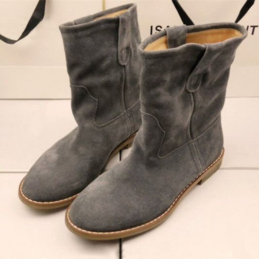 レディース チェルシー アンクルブーツ スリッポン カジュアル カウスエード フラットブーツ