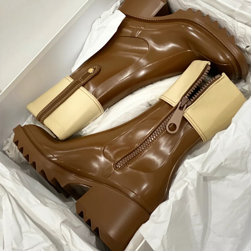 レディース プラットフォーム チャンキーヒール チェルシーブーツ