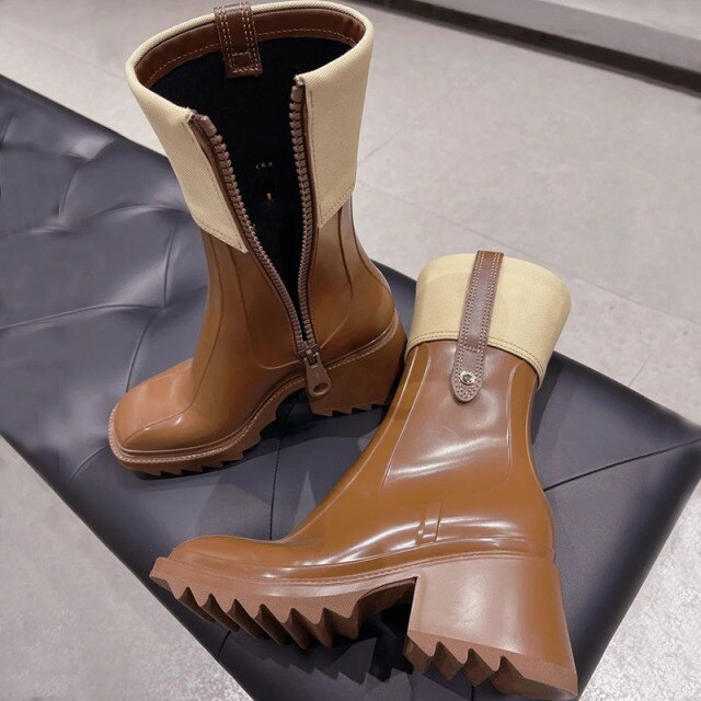 レディース プラットフォーム チャンキーヒール チェルシーブーツ