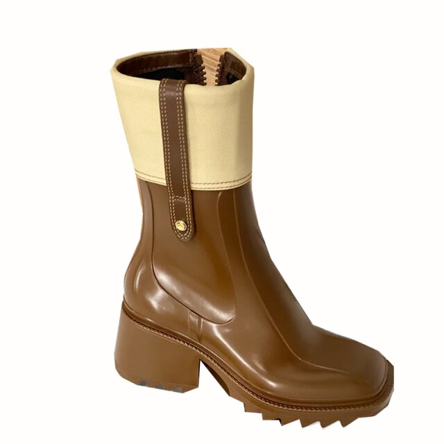 レディース プラットフォーム チャンキーヒール チェルシーブーツ