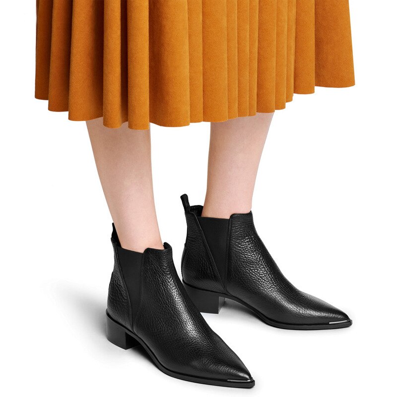 Women Fashion Elegant Black  Slip On Pointed Toe Chelsea Boots