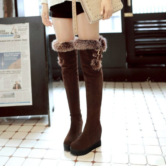 レディース オーバーニーブーツ ラウンドトゥ スリッポン