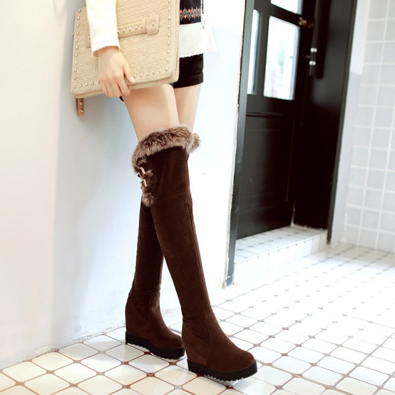 レディース オーバーニーブーツ ラウンドトゥ スリッポン