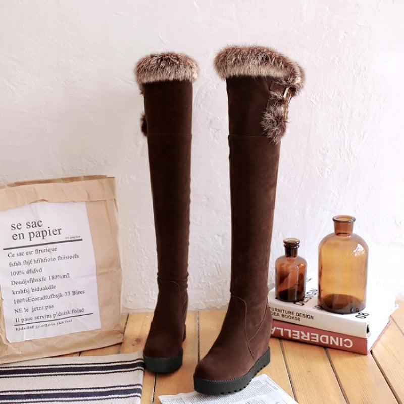 レディース オーバーニーブーツ ラウンドトゥ スリッポン