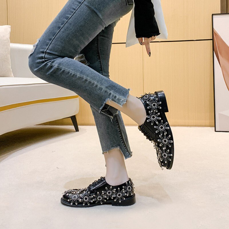 Office Ladies Work Shoes Casual Streetwear Flats Round Toe Footwear