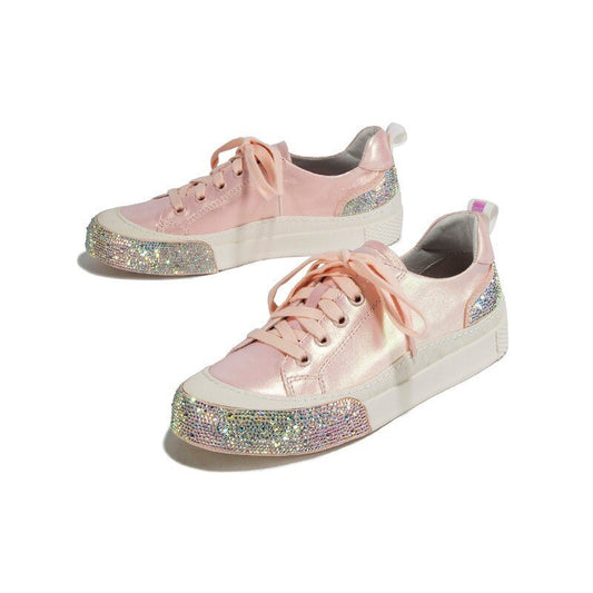 レディース 牛本革パッチワーク カジュアル フラットシューズ