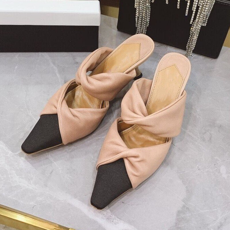 Elegant Ladies Sheepskin Genuine Leather Slides Mules Slip On Loafers
