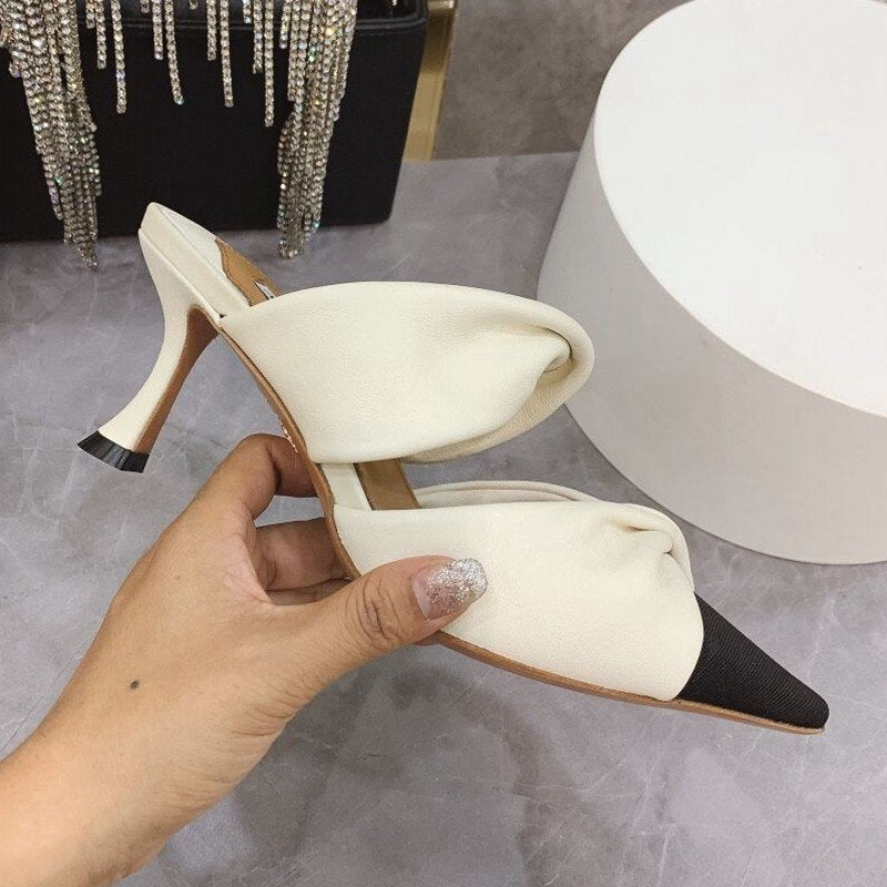 Elegant Ladies Sheepskin Genuine Leather Slides Mules Slip On Loafers