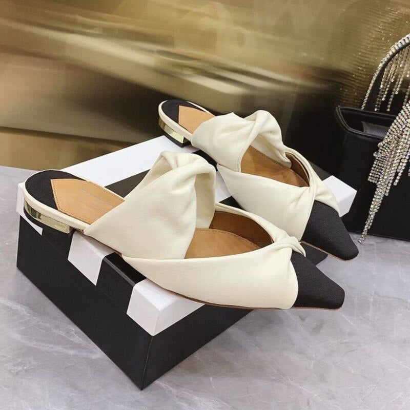 Elegant Ladies Sheepskin Genuine Leather Slides Mules Slip On Loafers