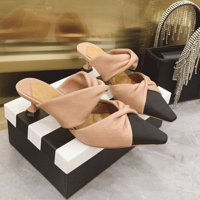 Elegant Ladies Sheepskin Genuine Leather Slides Mules Slip On Loafers