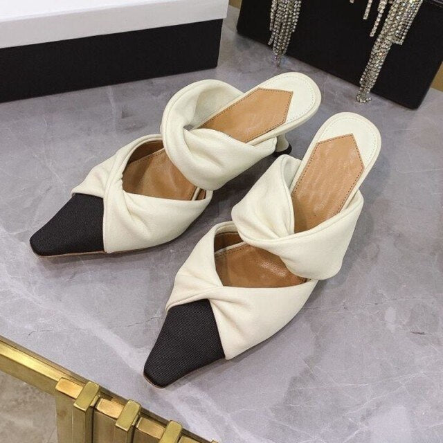 Elegant Ladies Sheepskin Genuine Leather Slides Mules Slip On Loafers