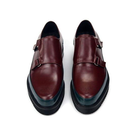 男性用フットウェア バックル カジュアル ウィングチップ オフィス ワークシューズ