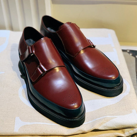 男性用フットウェア バックル カジュアル ウィングチップ オフィス ワークシューズ