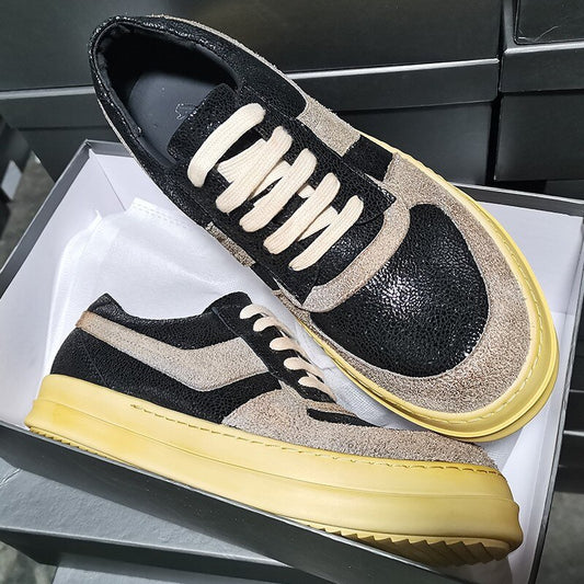 メンズ ヴィンテージ パッチワーク カジュアルシューズ 新作 厚手 プラットフォーム