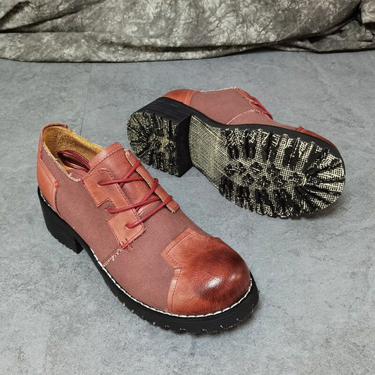 メンズ身長アップパッチワーク牛革カジュアルシューズ