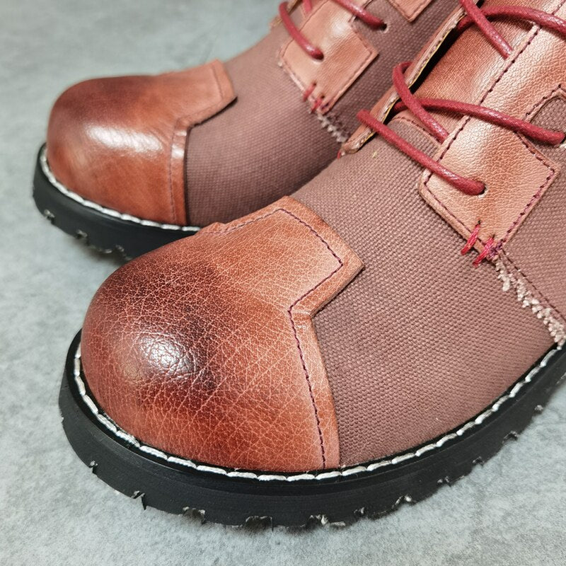 Men Height Increasing Patchwork Cowhide Casual Shoes