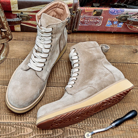 Mens Work Safety Shoes Winter High Top Biker Riding Ankle Boots