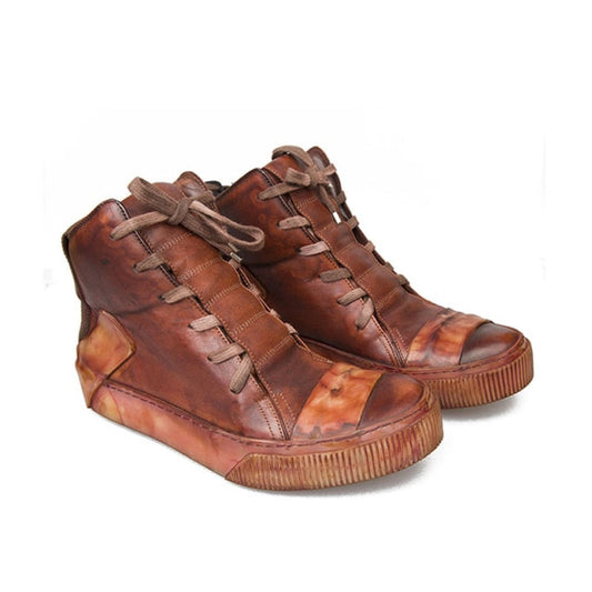 Men  Handmade Platform Mixed Color Spliced Ankle Boot